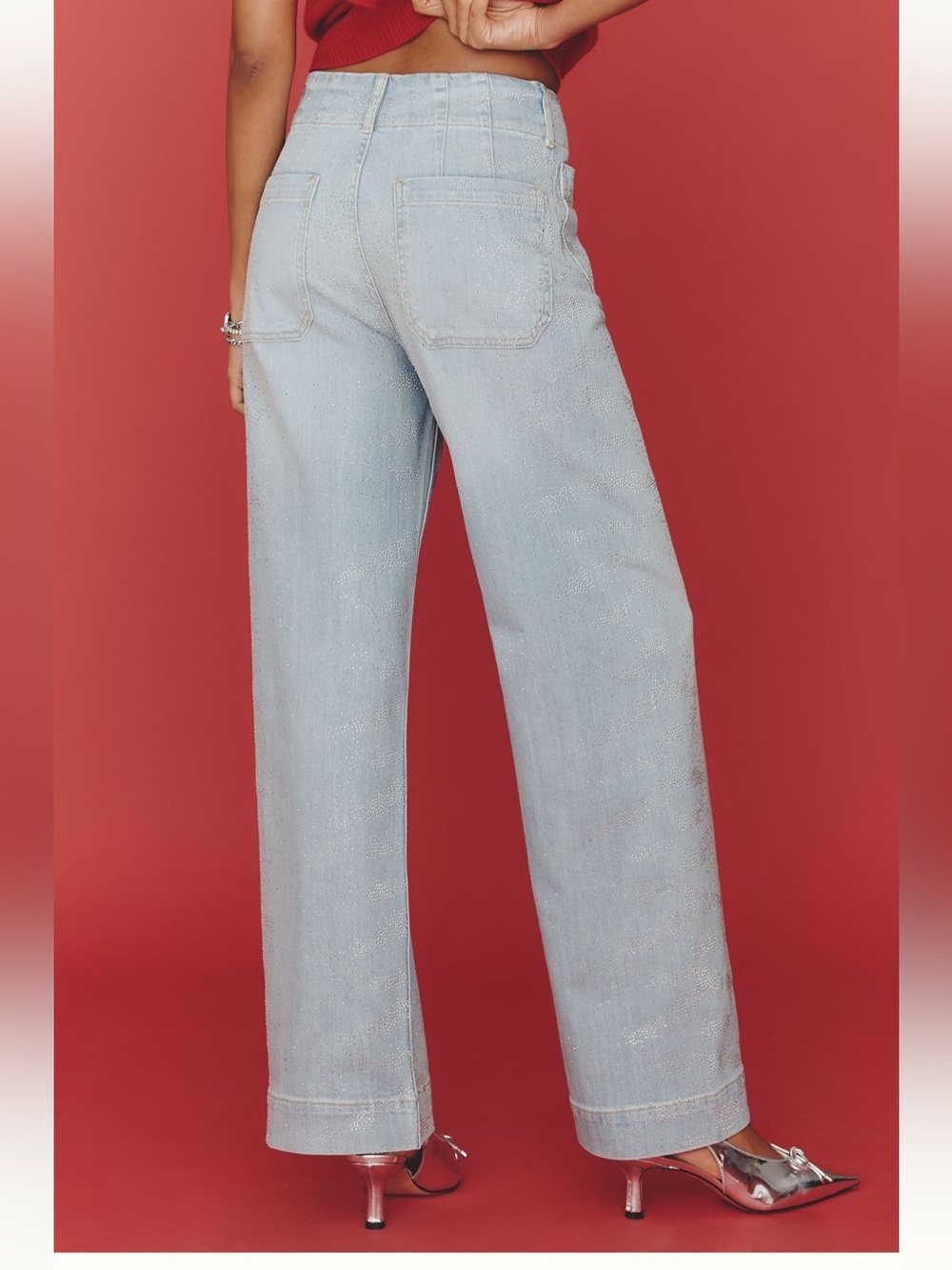 Anthropologie Maeve Collette Full Length Sparkle Jeans- size 26 - Picture 2 of 11